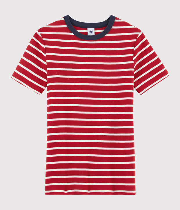Camiseta ic&oacute;nica con cuello redondo para mujer rojo/blanco
