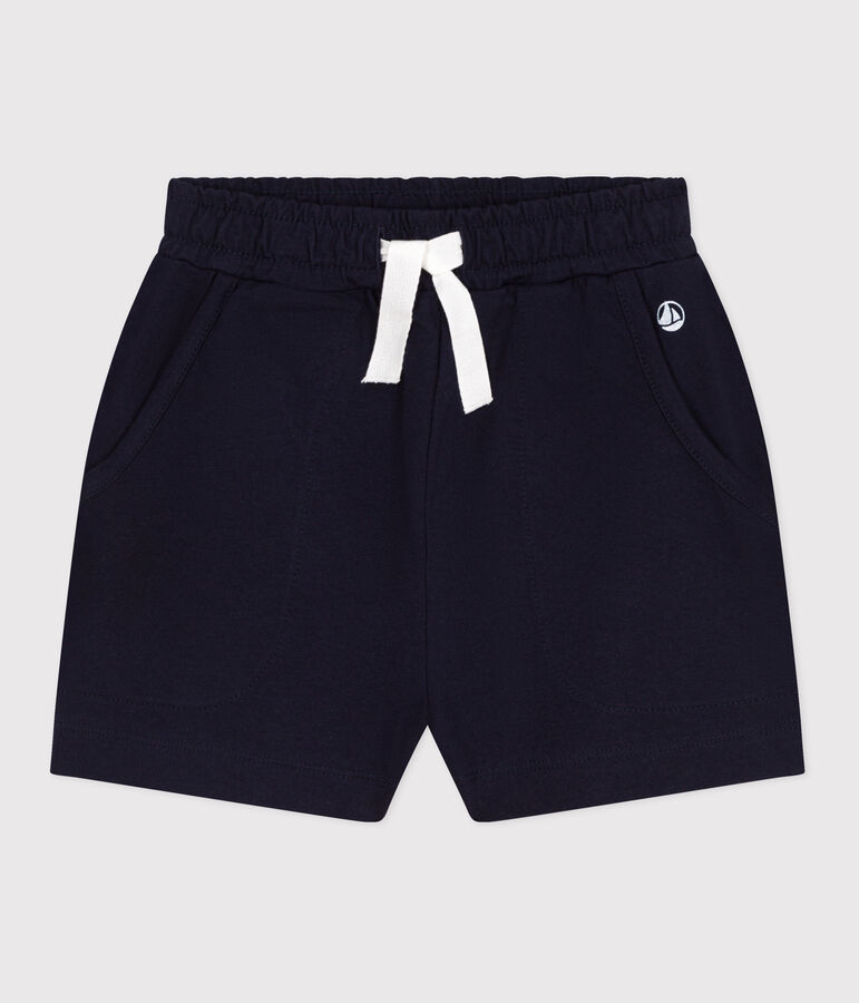 Shorts infantiles de algod&oacute;n liso azul SMOKING