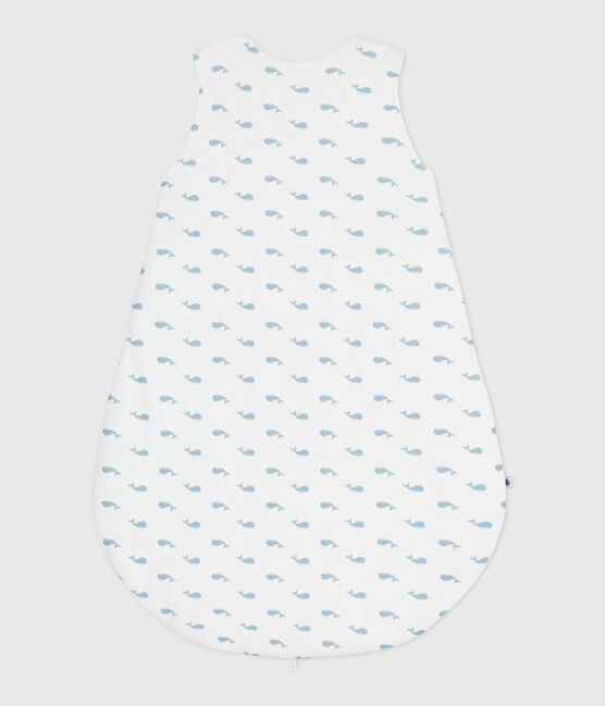 Saco de terciopelo para bebé con estampado de ballenas TOG 3 MARSHMALLOW/ ADRIATIC