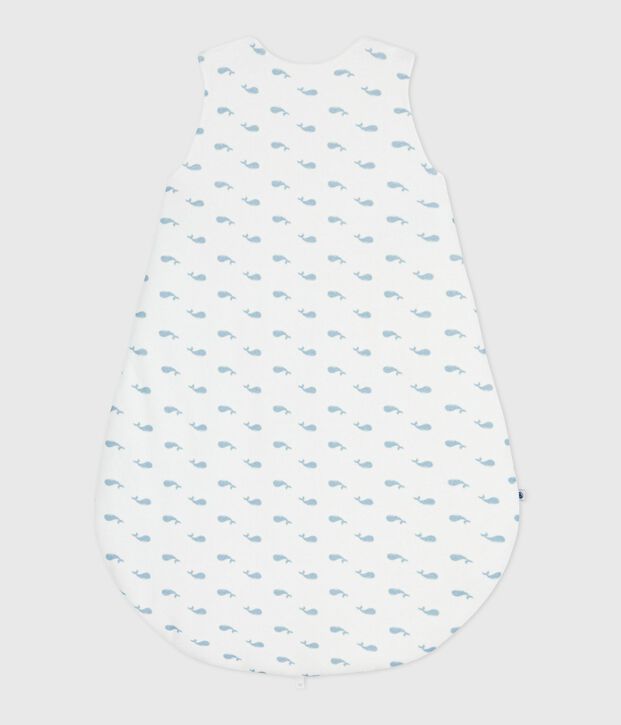 Saco de terciopelo para beb&eacute; con estampado de ballenas TOG 3 blanco/azul