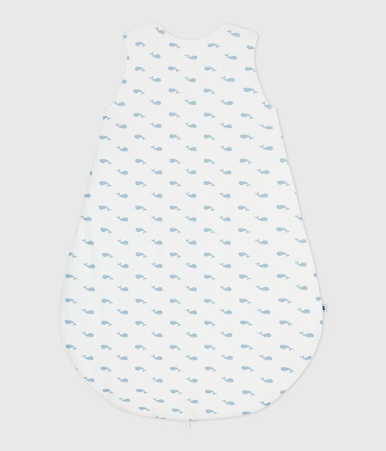 Saco de terciopelo para beb&eacute; con estampado de ballenas TOG 3 blanco/azul