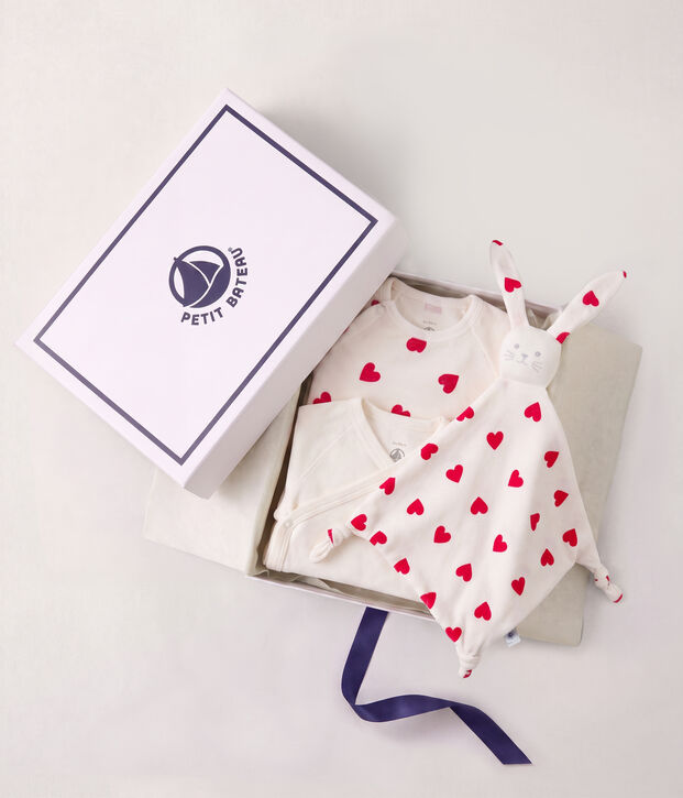 Conjunto de pijama, Body y Doudou para beb&eacute; (unisex) de algod&oacute;n con estampado de corazones multicolor