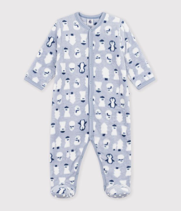 Sobrepijama de tejido polar con estampado de mu&ntilde;eco de nieve para beb&eacute; azul/multicolor