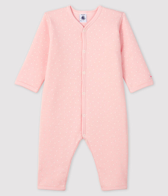 Pelele sin pies de punto acanalado enguatado para bebé niña rosa MINOIS/blanco MARSHMALLOW