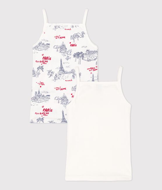 Juego de 2 camisetas de algodón de tirantes para niña variante 1