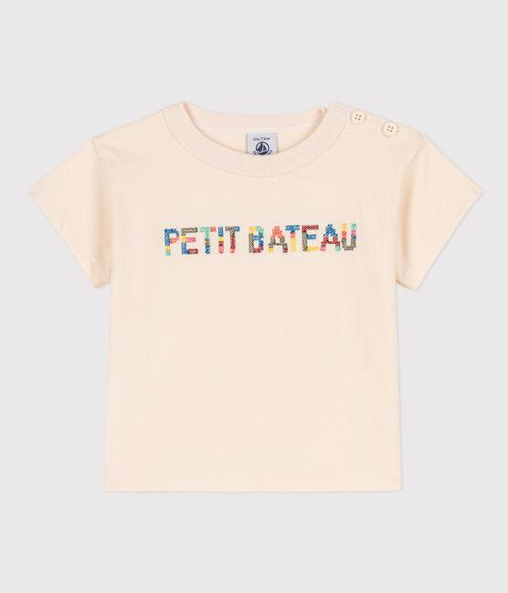 Camiseta de manga corta de punto bordado para bebé crudo AVALANCHE