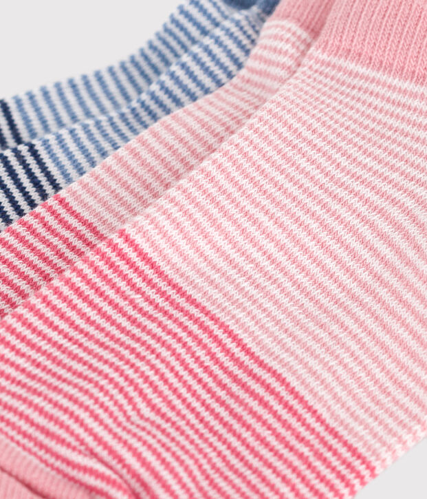 2 pares de calcetines infantiles para ni&ntilde;as en algod&oacute;n milenario multicolor