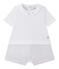 Pelele corto para bebé niño bi-materia blanco ECUME/beige BEIGE