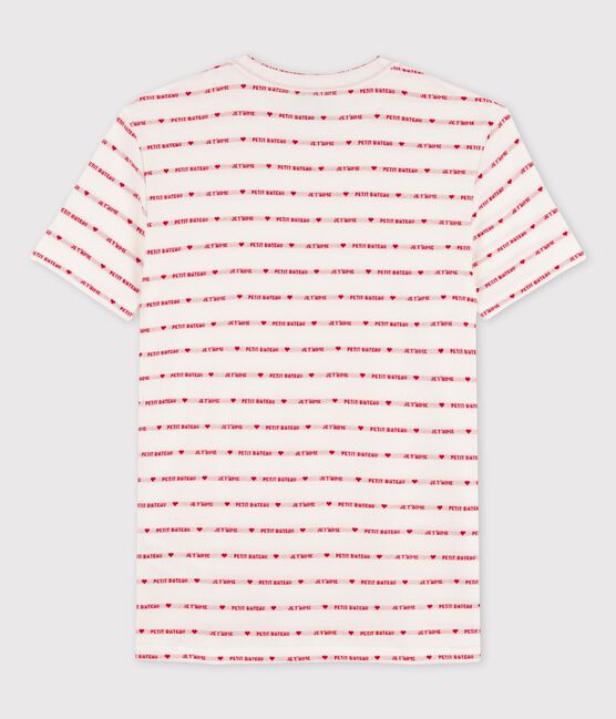 Camiseta L'ICONIQUE con cuello redondo de algodón orgánico de mujer blanco MARSHMALLOW/rojo TERKUIT