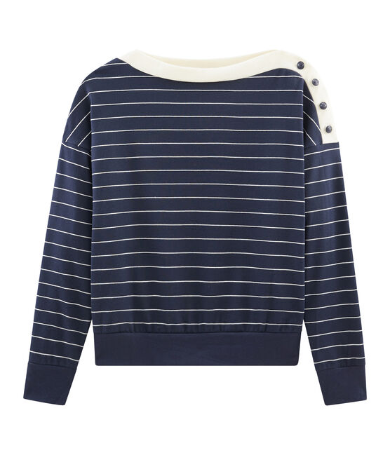 Sudadera de manga larga para mujer azul SMOKING/beige COQUILLE