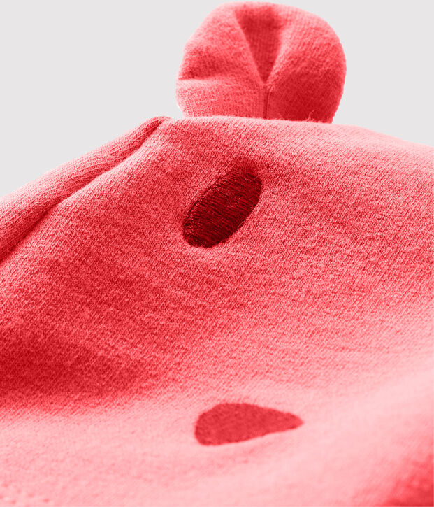 Gorro de beb&eacute; unisex realizado en mulet&oacute;n y elastano rosa