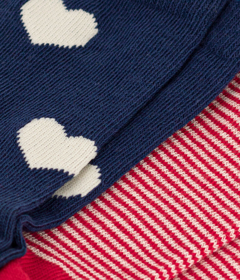 Juego de 2 pares de calcetines de punto de algod&oacute;n con corazones para ni&ntilde;os multicolor