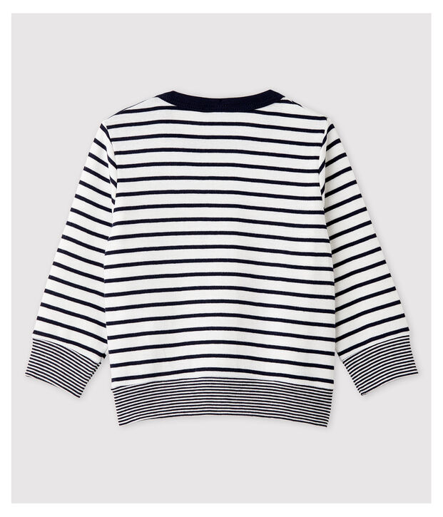 Sudadera a rayas marineras de algod&oacute;n de beb&eacute; ni&ntilde;o blanco/azul