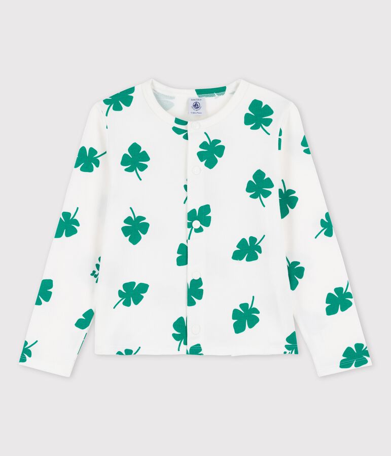 C&aacute;rdigan estampado de mulet&oacute;n de ni&ntilde;a blanco/verde