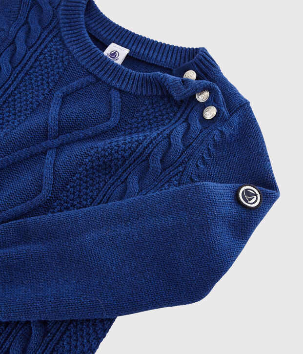 Jersey de lana y algod&oacute;n para ni&ntilde;o azul