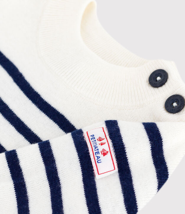 Jersey de lana y algod&oacute;n con rayas marineras para beb&eacute; azul/azul