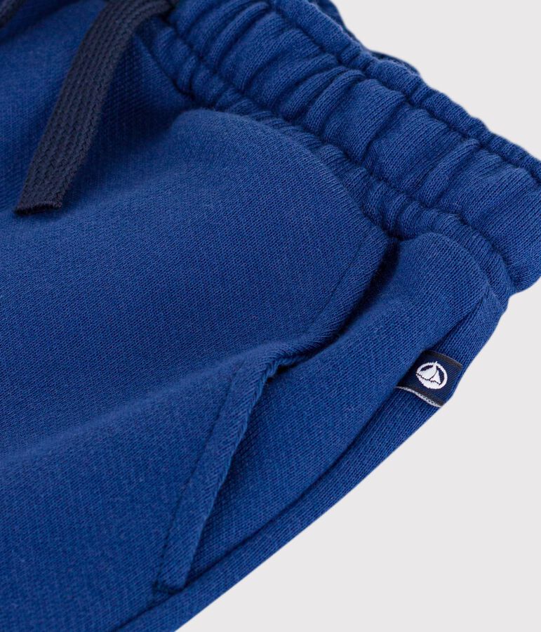 Bermudas cortas infantiles de algod&oacute;n liso azul