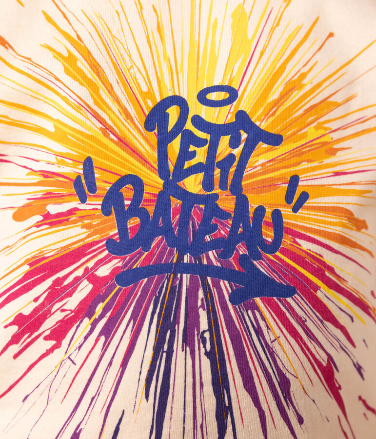 Camiseta de algod&oacute;n de manga corta para ni&ntilde;o crudo/multicolor