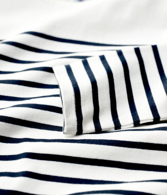Jersey marinero emblemático de algodón de mujer blanco MARSHMALLOW/azul SMOKING