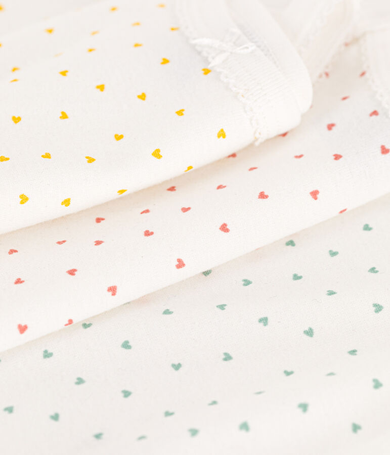 Juego de 3 bodis de tirantes de algod&oacute;n con corazones multicolor