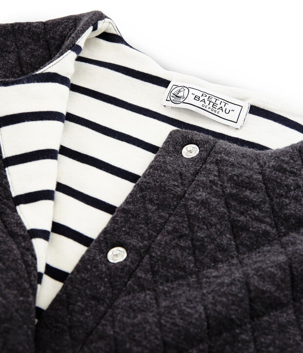 Chaqueta larga de t&uacute;bico para mujer gris