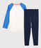 Pijama con motivo de pájaro de algodón orgánico de niño  azul BRASIER/blanco MULTICO