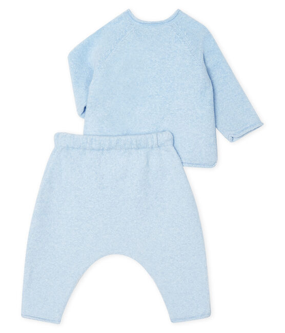 Conjunto de dos piezas para bebé niño, lana merinos y poliéster azul TOUDOU