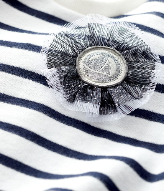 Sudadera emblemática para bebé niña blanco MARSHMALLOW/azul SMOKING