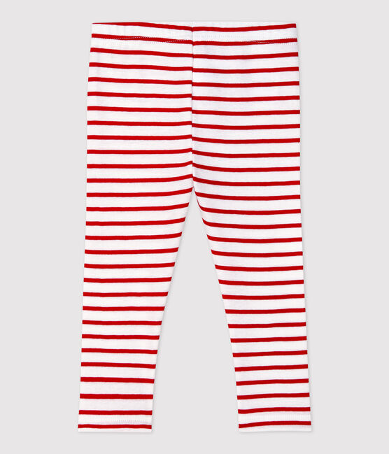 Leggings de algodón de bebé. blanco MARSHMALLOW/rojo TERKUIT