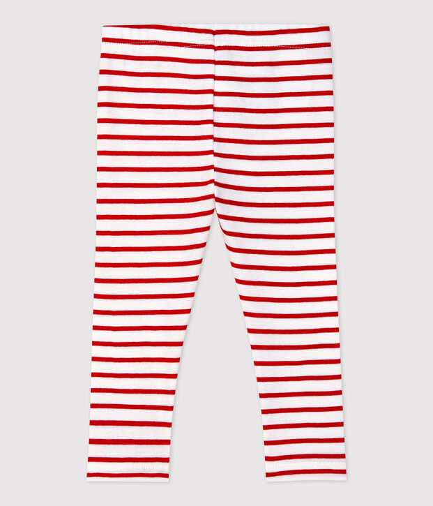 Leggings de algod&oacute;n de beb&eacute;. blanco/rojo