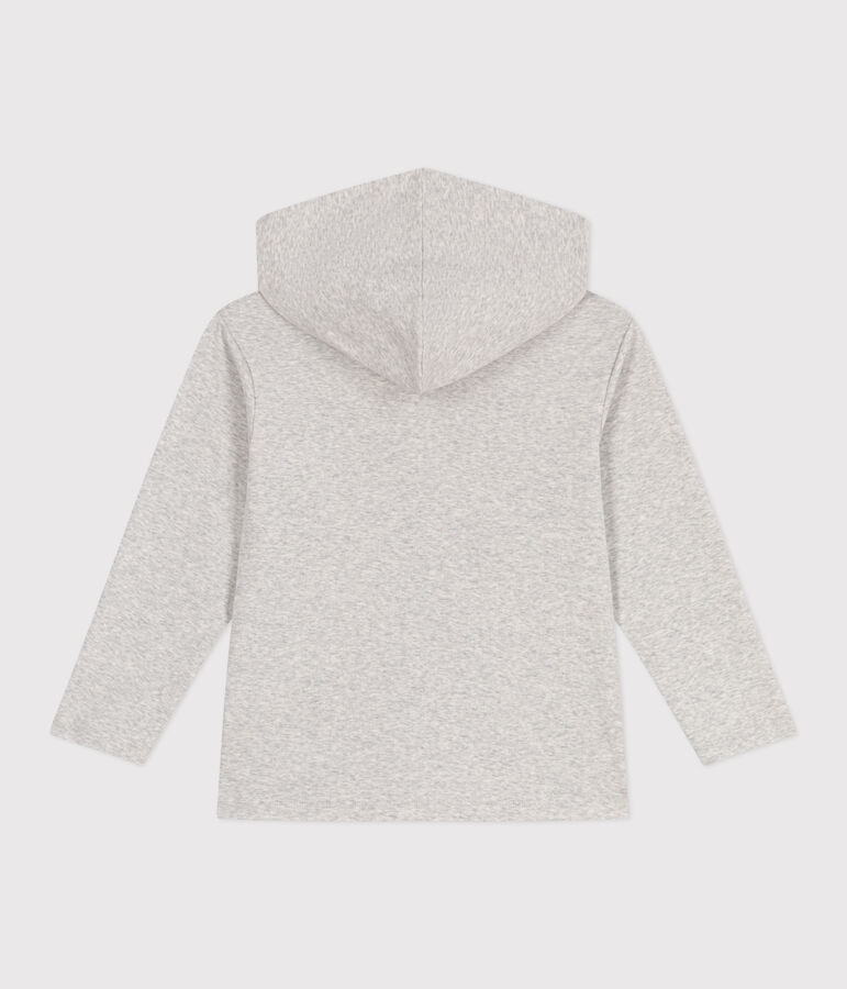 Sudadera infantil de algod&oacute;n liso con capucha y cremallera gris BELUGA CHINE
