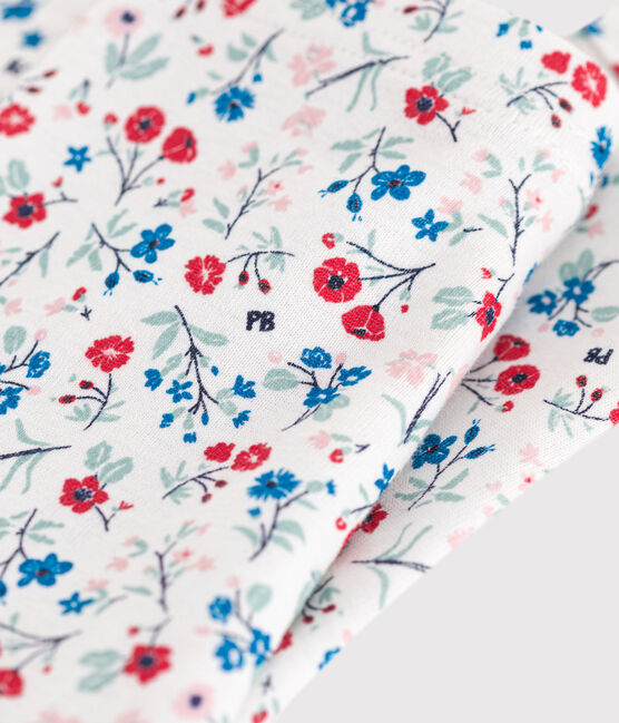 Leggings de algodón con estampado de flores para bebé blanco MARSHMALLOW/blanco MULTICO