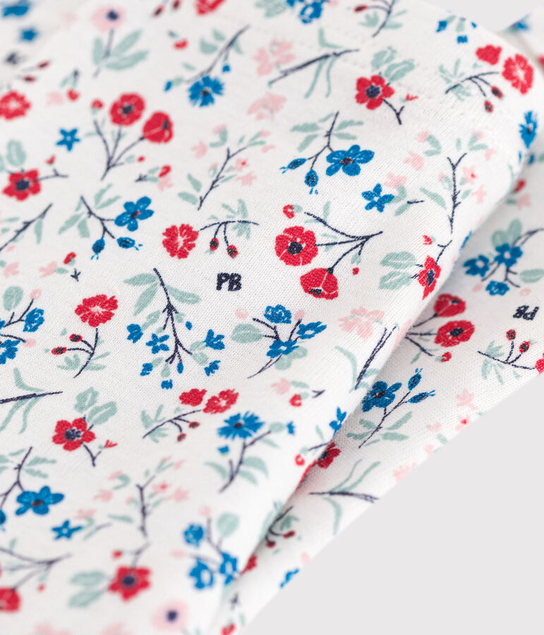 Leggings de algod&oacute;n con estampado de flores para beb&eacute; blanco MARSHMALLOW/blanco MULTICO