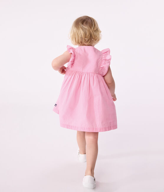 Vestido de algodón ligero sin mangas y pololo con estampado vichy para bebé blanco ECUME/ PETAL