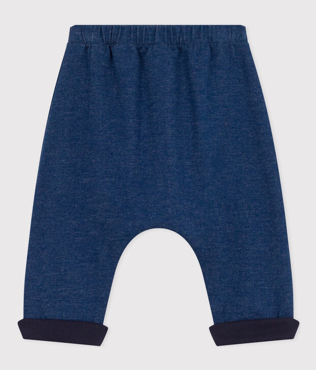 Pantal&oacute;n sarouel de mulet&oacute;n efecto denim para beb&eacute; azul/beige
