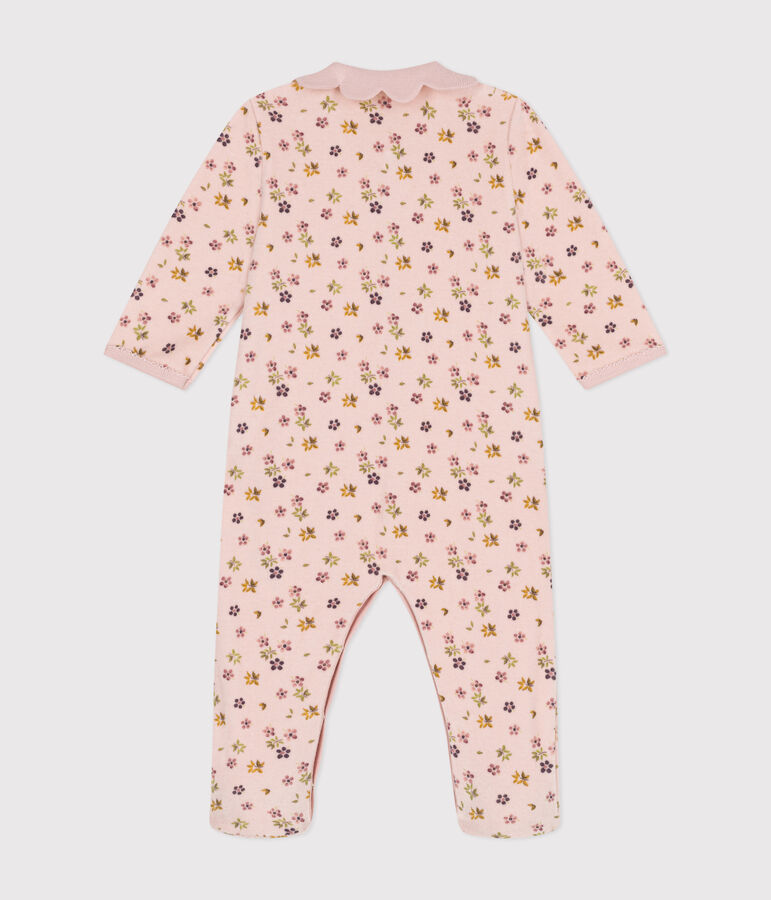 Pijama de terciopelo con estampado de flores para beb&eacute; rosa/multicolor