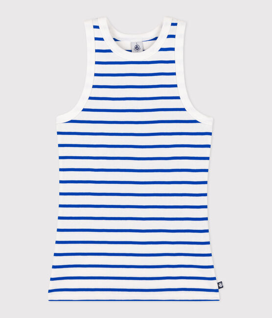Camiseta de tirantes La Icónica de algodón a rayas para mujer blanco MARSHMALLOW/azul PERSE