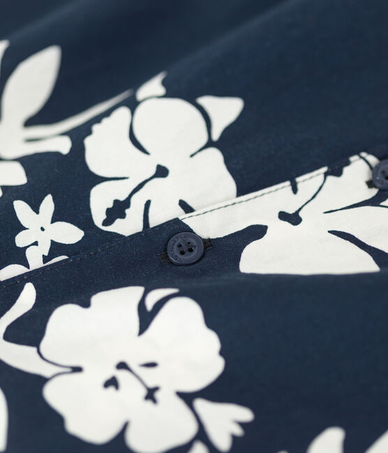 Camisa de manga corta de popelina de niño azul MEDIEVAL/blanco MARSHMALLOW