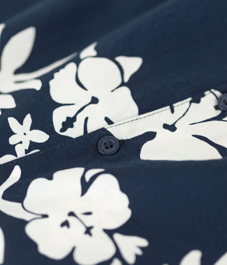 Camisa de manga corta de popelina de ni&ntilde;o azul/blanco