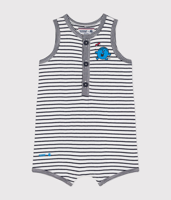 Mono corto de algodón Mr. Men Little Miss para bebé blanco MARSHMALLOW/azul SMOKING