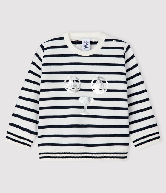 Sudadera de muletón para bebé niña blanco MARSHMALLOW/azul SMOKING