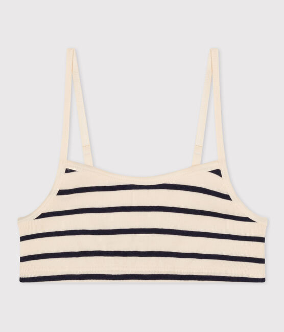 Sujetador top sin aros para mujer blanco AVALANCHE/azul SMOKING