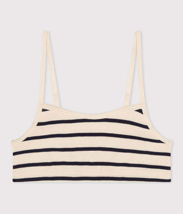Sujetador top sin aros para mujer crudo/azul