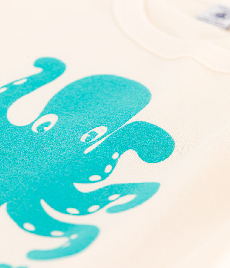 Camiseta flocada de manga corta para ni&ntilde;o crudo