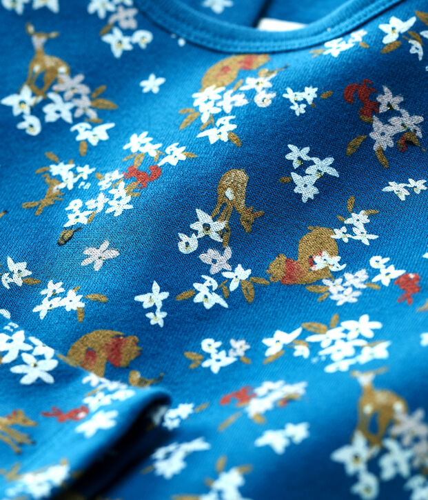 Vestido de manga larga de mulet&oacute;n de ni&ntilde;a azul/multicolor