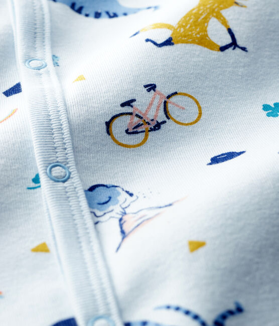 Pelele de punto acanalado azul con estampado de animales para bebé niño azul FRAICHEUR/blanco MULTICO