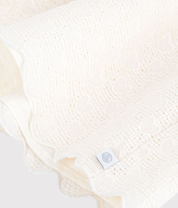 Blusa infantil de manga corta de algod&oacute;n con estampado de corazones blanco