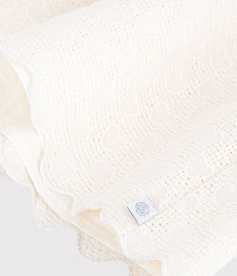 Blusa infantil de manga corta de algod&oacute;n con estampado de corazones blanco MARSHMALLOW