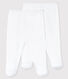 Juego de 2 pantalones blancos con pies de bebé de algodón orgánico