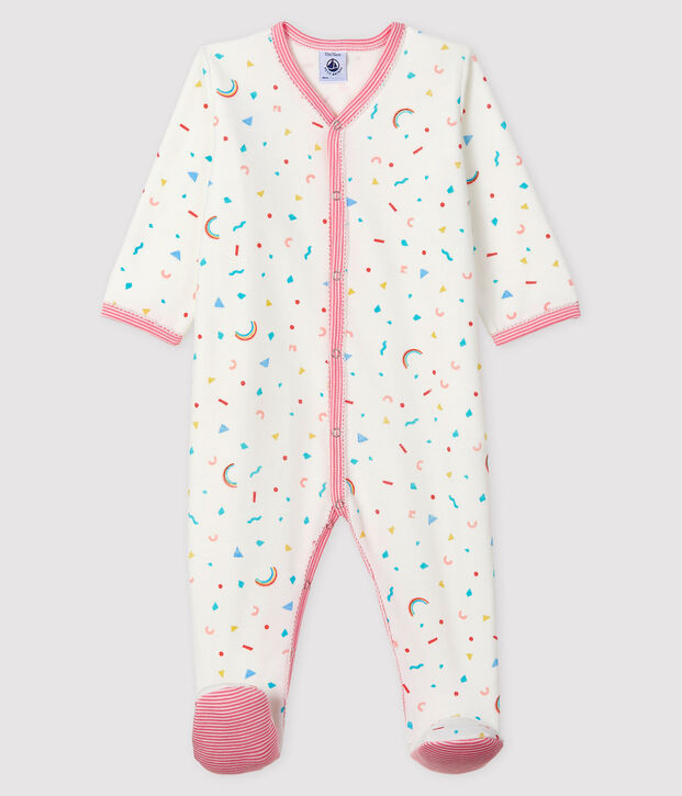 Pelele de terciopelo con estampado de confetis para beb&eacute; ni&ntilde;a blanco/multicolor
